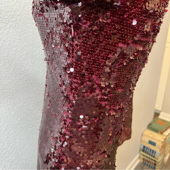 NEW! ZARA Limited Edition Sequin Maxi Dress Burgundy Maroon Red SZ S - Picture 12 of 12